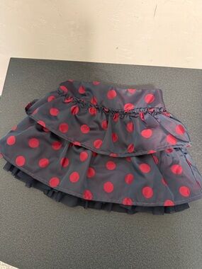 Navy Blue Skirt with Red Polka Dots - Ruffled Tiered Design 2010